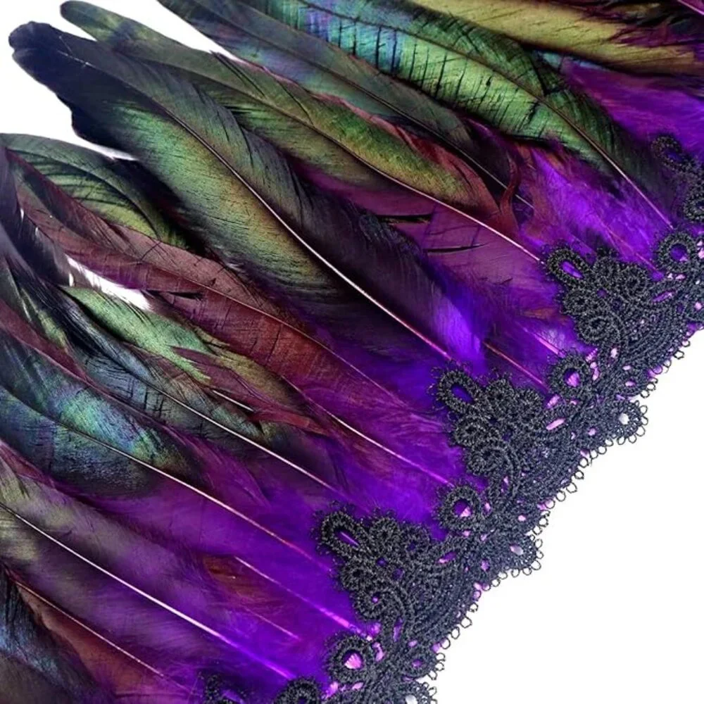 Women's Purple Natural Feather Shawl Cape